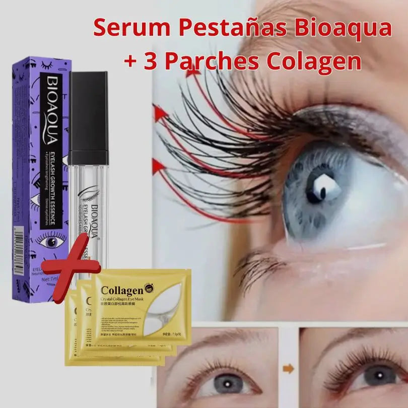 SÉRUM Pestañas BIOAQUA™ + 3 Parches de Colágeno