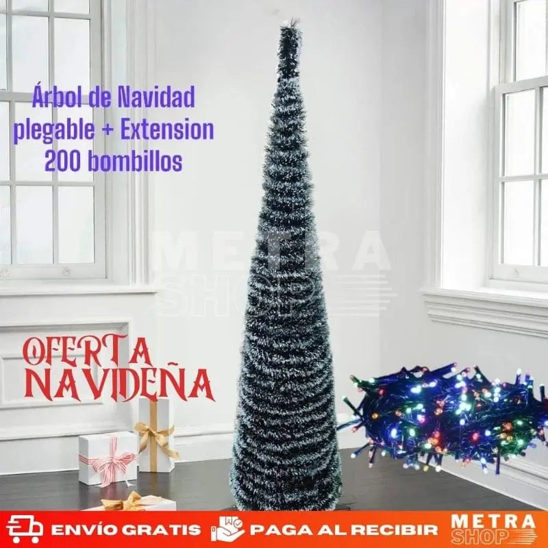 Arbol De Navidad Plegable + Luces