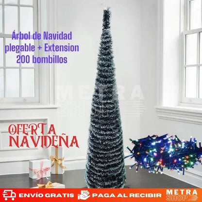 Arbol De Navidad Plegable + Luces